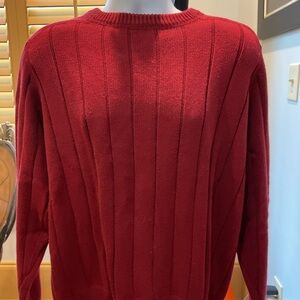 Geoffrey Beene Men’s Red Crewneck Sweater with Ribbed Knit size L